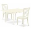Pemberly Row 3-Piece Wood Dining Set in White with Slat Back Chairs