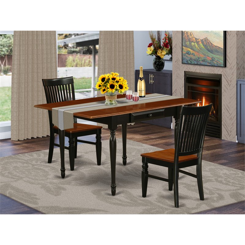 Pemberly Row 3-Piece Wood Dining Set in Black/Cherry Finish