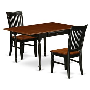 Pemberly Row 3-Piece Wood Dining Set in Black/Cherry Finish