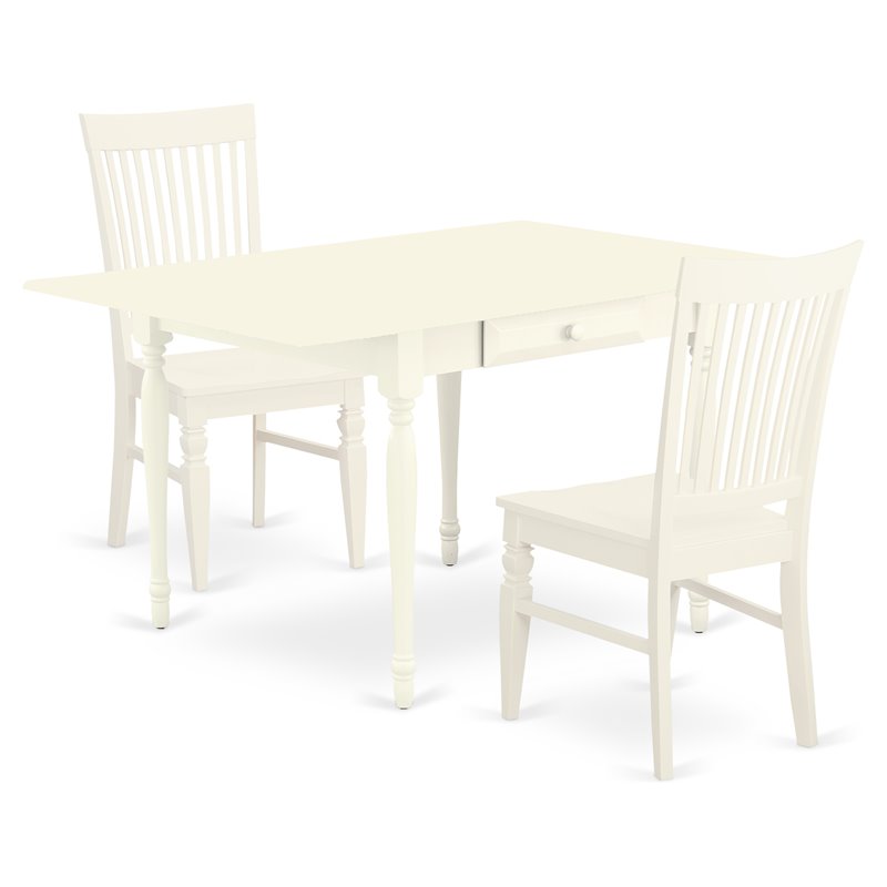 Pemberly Row 3-Piece Wood Dining Set in Linen White Finish
