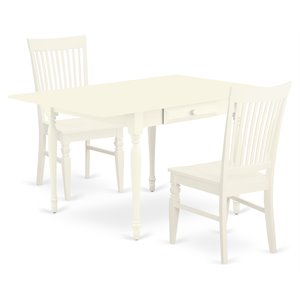 Pemberly Row 3-Piece Wood Dining Set in Linen White Finish