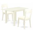Pemberly Row 3-Piece Dining Set with Faux Leather Seats in Linen White