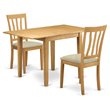 Pemberly Row 3-Piece Dining Set with Linen Cushioned Seats in Oak Finish