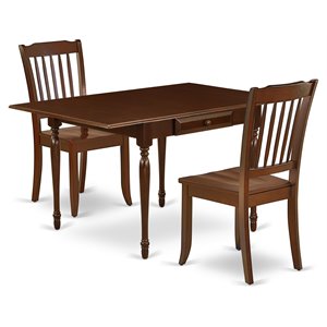 Pemberly Row 3-Piece Wood Dining Room Set in Mahogany Finish
