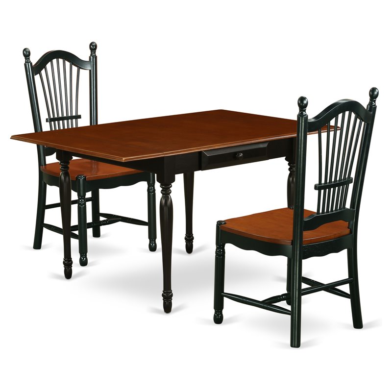Pemberly Row 3-Piece Wood Dining Table Set in Black & Cherry Finish