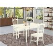 Pemberly Row 3-Piece White Wood Dining Set with Drop-Leaf Table