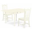 Pemberly Row 3-Piece White Wood Dining Set with Drop-Leaf Table