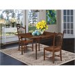 Pemberly Row 3-Piece Dining Set in Mahogany with Slat-Back Chairs