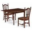 Pemberly Row 3-Piece Dining Set in Mahogany with Slat-Back Chairs