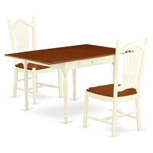Pemberly Row 3-Piece Wood Dining Set in Buttermilk & Cherry Finish