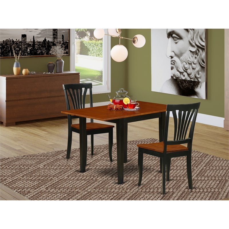 Pemberly Row 3-Piece Wood Dining Table Set with Black/Cherry Finish