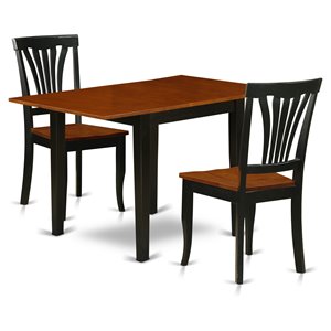 Pemberly Row 3-Piece Wood Dining Table Set with Black/Cherry Finish