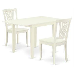 Pemberly Row 3-Piece Wood Dining Set with Linen White Finish