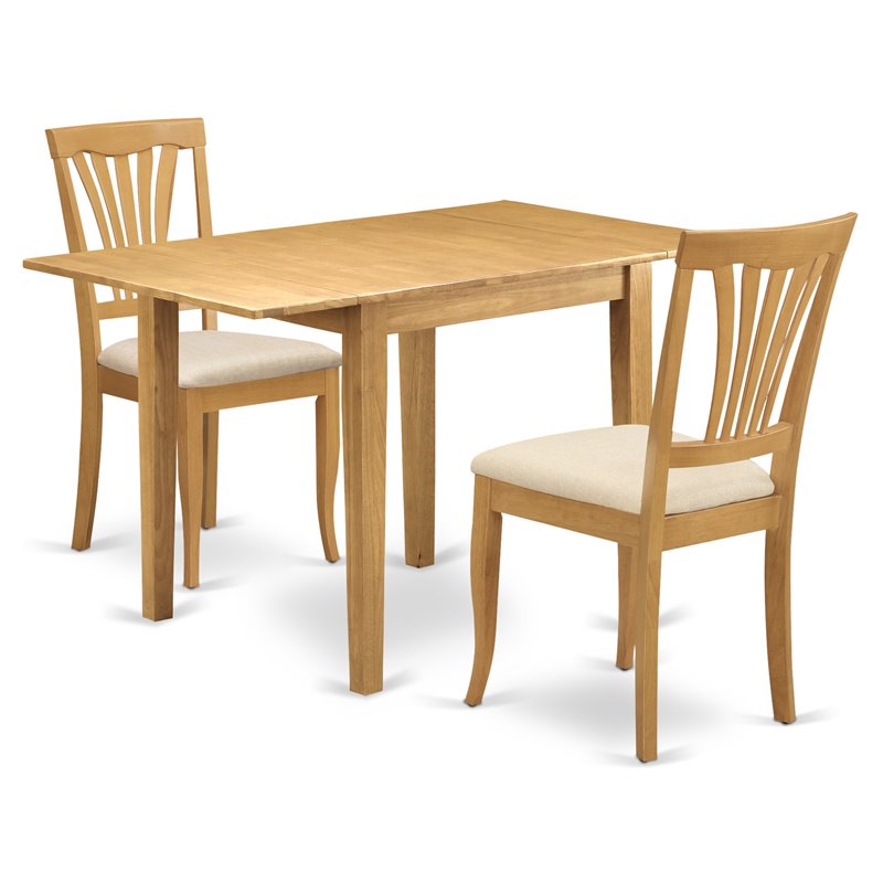 Pemberly Row 3-Piece Oak Dining Table Set with Fabric Seats