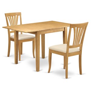 Pemberly Row 3-Piece Oak Dining Table Set with Fabric Seats