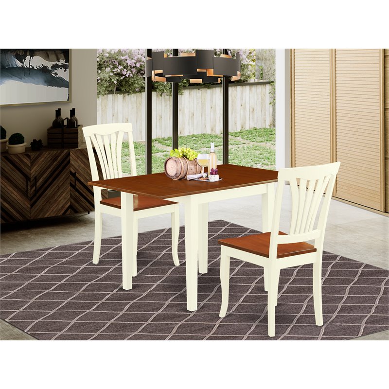 Pemberly Row 3-Piece Dining Table Set with Chairs in Buttermilk & Cherry Finish