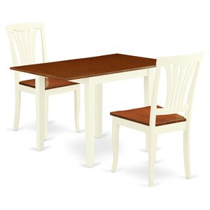 Pemberly Row 3-Piece Dining Table Set with Chairs in Buttermilk & Cherry Finish
