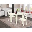 Pemberly Row 3-Piece Dining Set with Faux Leather Chairs in Linen White