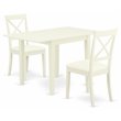 Pemberly Row 3-Piece Dining Set with Faux Leather Chairs in Linen White