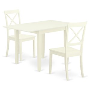 Pemberly Row 3-Piece Dining Set with Wood Chairs in Linen White Finish