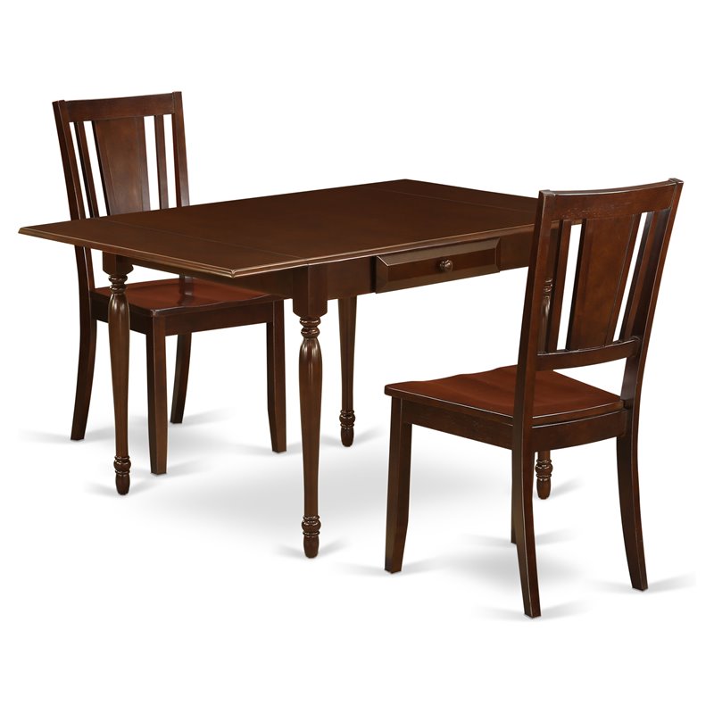 Pemberly Row 3-Piece Wood Dining Table Set with Chairs in Mahogany