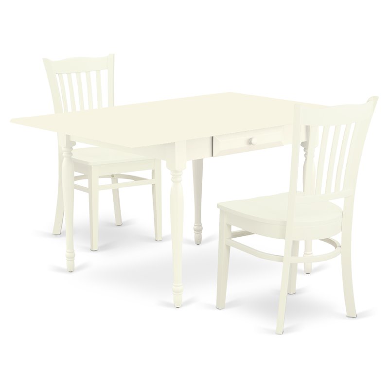 Pemberly Row 3-Piece Wood Dining Table Set with Chairs in Linen White