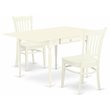 Pemberly Row 3-Piece Wood Dining Table Set with Chairs in Linen White