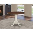 Pemberly Row Round Wood Dining Table with Drop Leaves in Walnut/White