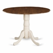 Pemberly Row Round Wood Dining Table with Drop Leaves in Walnut/White