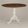 Pemberly Row Round Wood Dining Table with Drop Leaves in Walnut/White