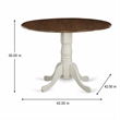 Pemberly Row Round Wood Dining Table with Drop Leaves in Walnut/White