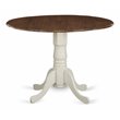 Pemberly Row Round Wood Dining Table with Drop Leaves in Walnut/White