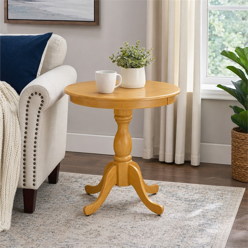 Pemberly Row Mid-Century Oak Rubberwood Small Dining Table
