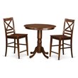 Pemberly Row 3-Piece Counter Height Dining Set in Mahogany