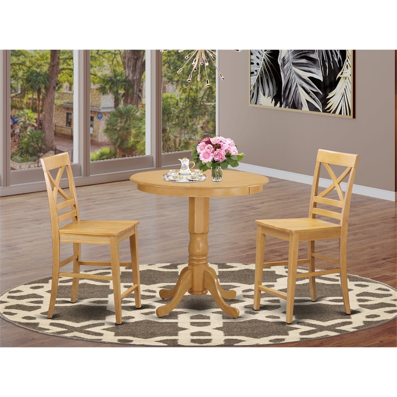 Pemberly Row 3-Piece Counter Height Dining Set in Light Oak Finish