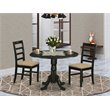 Pemberly Row 3-Piece Wood Dining Table Set in Black Finish