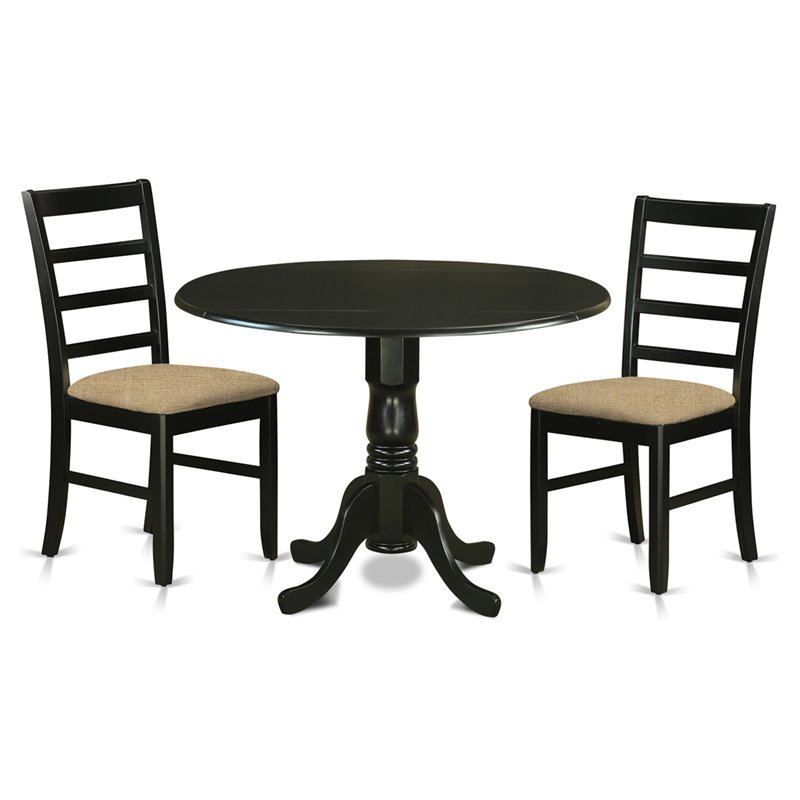 Pemberly Row 3-Piece Wood Dining Table Set in Black Finish