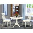 Pemberly Row 3-Piece Wood Dining Set with Round Table in Linen White