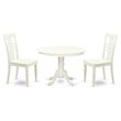 Pemberly Row 3-Piece Wood Dining Set with Round Table in Linen White