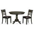Pemberly Row 3-Piece Dining Room Set with Round Table in Cappuccino