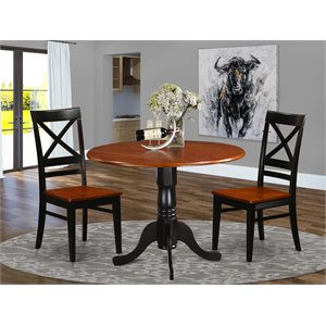 Pemberly Row 3-Piece Dining Table and Chair Set in Black/Cherry Finish