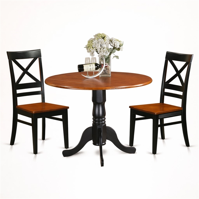 Pemberly Row 3-Piece Dining Table and Chair Set in Black/Cherry Finish