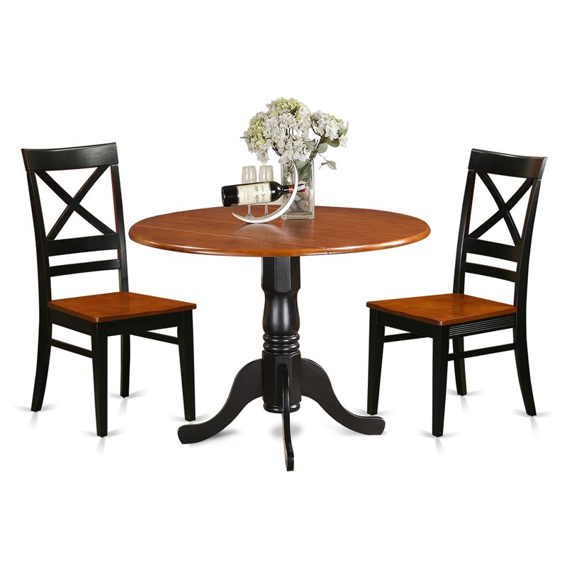 Pemberly Row 3-Piece Dining Table and Chair Set in Black/Cherry Finish