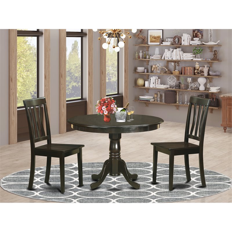 Pemberly Row 3-Piece Traditional Wood Dining Set in Cappuccino