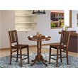 Pemberly Row Eden 3-Piece Mahogany Wood Dining Room Set with Spider Base
