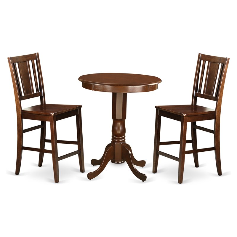 Pemberly Row Eden 3-Piece Mahogany Wood Dining Room Set with Spider Base