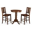 Pemberly Row Eden 3-Piece Mahogany Wood Dining Room Set with Spider Base