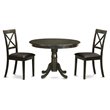 Pemberly Row Round 3-Piece Kitchen Table Set in Cappuccino Finish