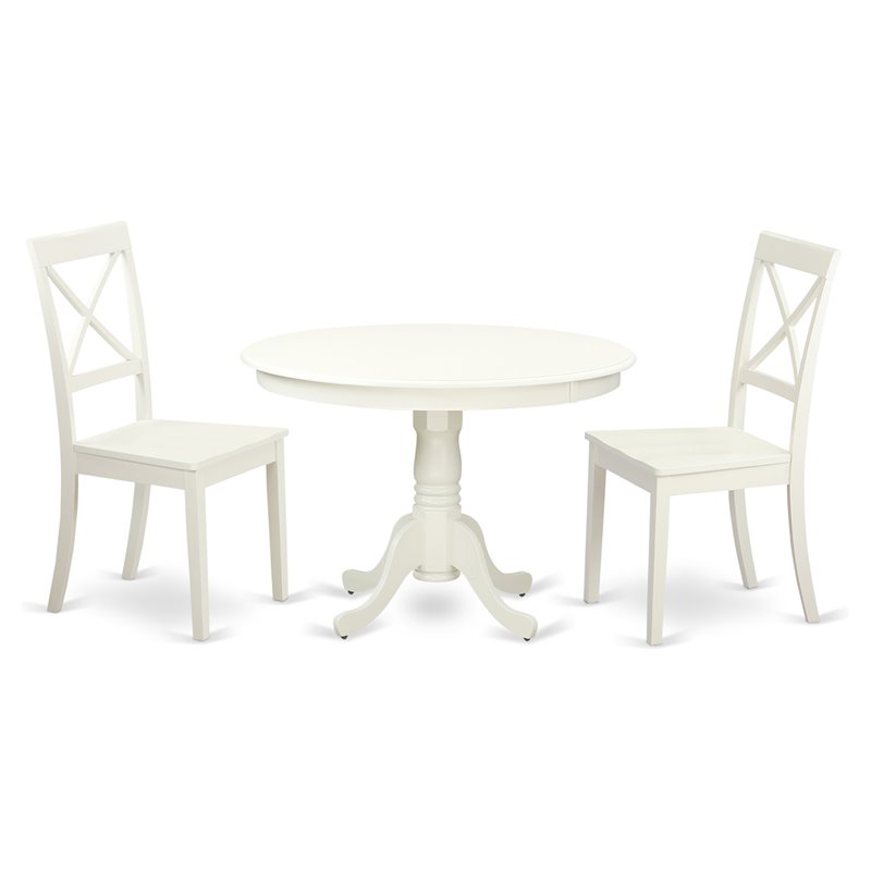 Pemberly Row 3-Piece Wood Dining Table Set in Linen White