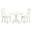 Pemberly Row 3-Piece Wood Dining Table Set in Linen White